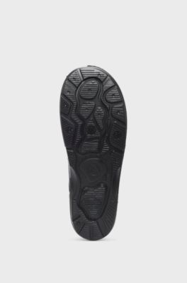 Kids-Regenstiefel mit Logo-Aufn&auml;her aus Gummi, Schwarz