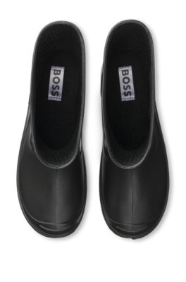Kids' rain boots with rubber logo badge, Black