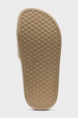 Kids' slides with contrast logo, Beige