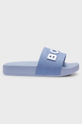 Kids' slides with contrast logo, Blue