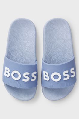 Kids' slides with contrast logo, Blue