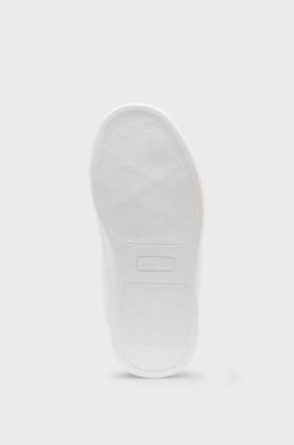 Sneakers bambini in pelle con monogrammi goffrati, Bianco
