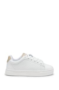 Kids' trainers in monogram-embossed leather, White