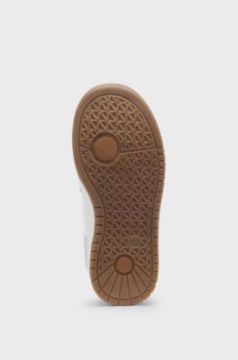 Sneakers in nappa e tela con logo per bambini, Bianco