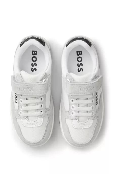 Baskets enfant en cuir nappa et toile avec logos