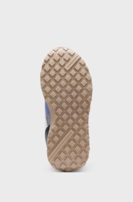 Kids' logo trainers in leather and canvas, Dark Blue
