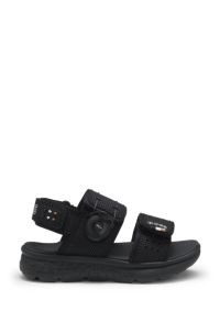 Kids' sandals in faux leather and mesh, Black