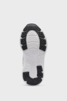 Kids' trainers in leather and mesh, White