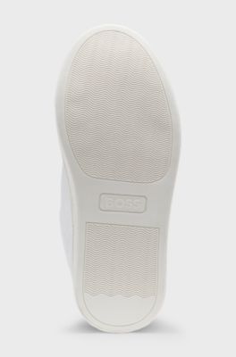 Sneakers bambini in pelle e mesh, Bianco