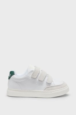 Sneakers bambini in pelle e mesh, Bianco