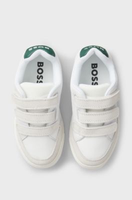 Sneakers bambini in pelle e mesh, Bianco