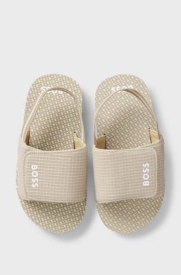 Sandali bambini con logo stampato, Beige