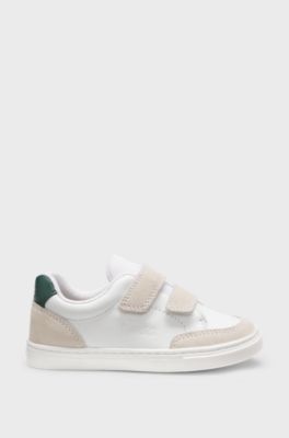 Kids' trainers in leather and canvas, White