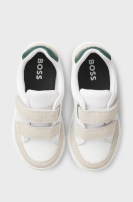 Kids' trainers in leather and canvas, White