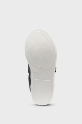 Kids' trainers in leather and canvas, Black