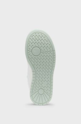 Baskets enfant en cuir et toile avec logo, Blanc