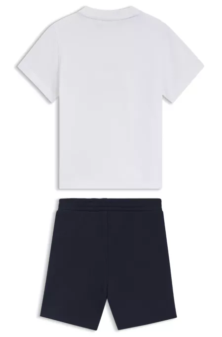 Kids Set aus T-Shirt und Shorts mit Signature-Streifen-Details