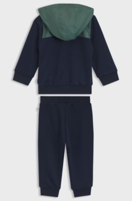 Set di tuta sportiva per bambini con inserti con monogramma Double B, Blu scuro