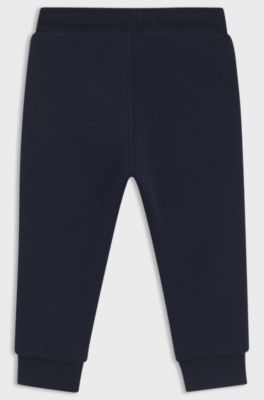 Pantaloni della tuta in pile per bambini con etichetta con logo, Blu scuro