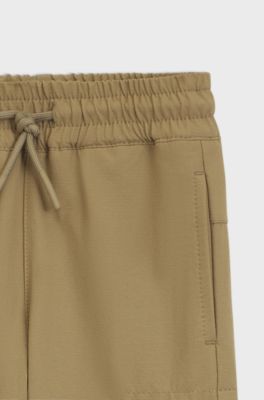Pantaloni della tuta bambini in pile stropicciato con tasche cargo, Marrone