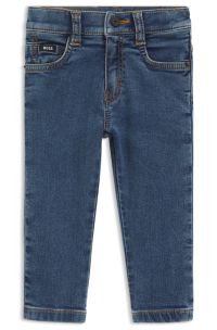 Kids' jeans in knitted blue stretch denim, Blue