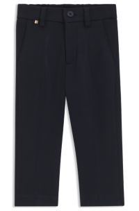 Pantalon de costume enfant en piqu&eacute; stretch, Bleu fonc&eacute;