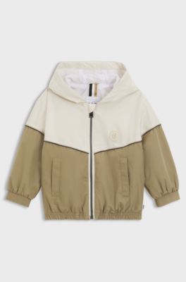 Kids' hooded windbreaker jacket with Double B monogram, Brown