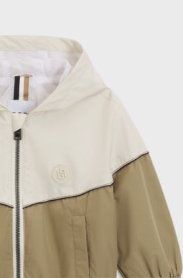 Kids' hooded windbreaker jacket with Double B monogram, Brown