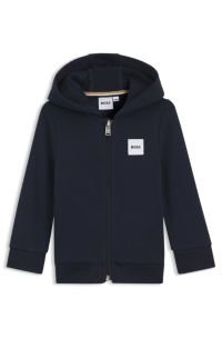 Sudadera para ni&ntilde;os en algod&oacute;n con capucha y cremallera, Azul oscuro