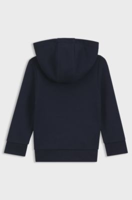 Sweat &agrave; capuche zipp&eacute; enfant en coton m&eacute;lang&eacute;, Bleu fonc&eacute;