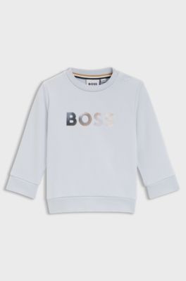Jersey sweatshirt voor kinderen met logo, van gemengd katoen, Lichtblauw