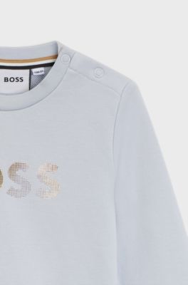 Jersey sweatshirt voor kinderen met logo, van gemengd katoen, Lichtblauw