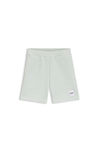 Kids' fleece shorts with logo label, Light Green