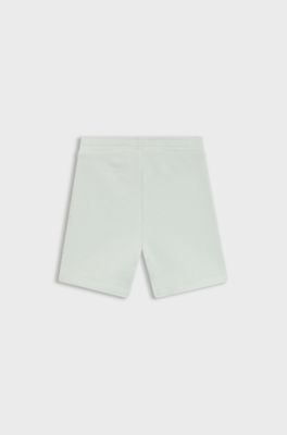 Kids' fleece shorts with logo label, Light Green