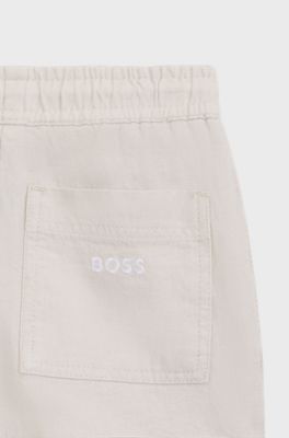Shorts para ni&ntilde;os de lino y algod&oacute;n, Beige claro