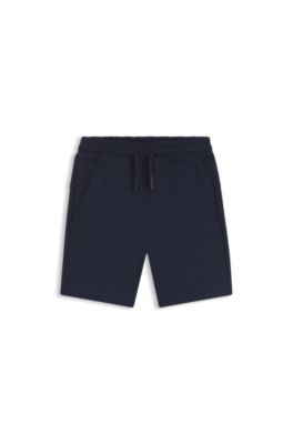 Kids' shorts in crinkled stretch fleece, Dark Blue