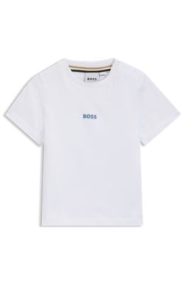 Kids' T-shirt in cotton with rear logo artwork, White