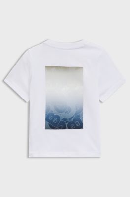 T-shirt in cotone per bambini con grafica con logo sulla parte posteriore, Bianco
