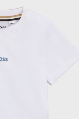 Kids' T-shirt in cotton with rear logo artwork, White