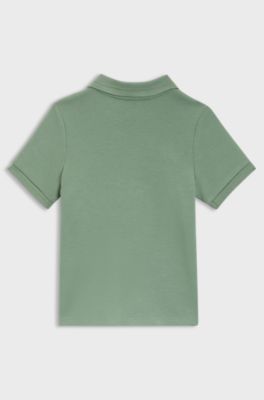 Kids' polo shirt in cotton piqu&eacute; with logo artwork, Green
