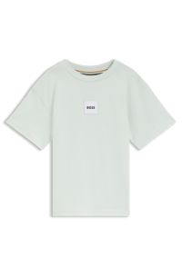 T-shirt Loose enfant en coton avec &eacute;tiquette logo, Chaux