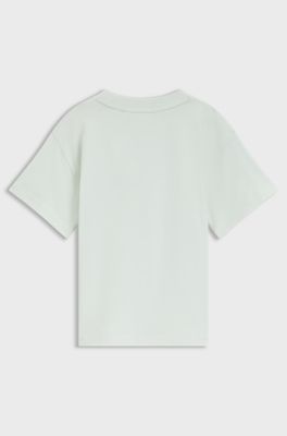 Kids' loose-fit T-shirt in cotton with logo label, Light Green