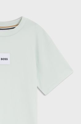 T-shirt Loose enfant en coton avec &eacute;tiquette logo, Chaux