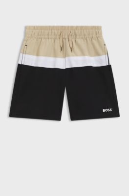 Kids' swim shorts with colour-blocking, Patterned
