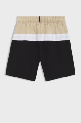 Kids' swim shorts with colour-blocking, Patterned