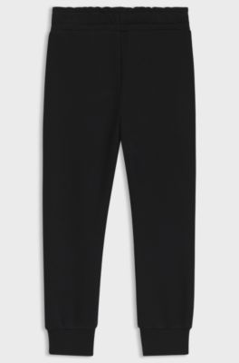 Kids' cotton-blend tracksuit bottoms with logo label, Black