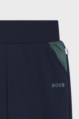 Jogginghose f&uuml;r Kinder mit Eins&auml;tzen im Monogramm-Muster, Dunkelblau
