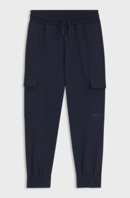 Pantaloni della tuta sportiva bambini con tasche cargo, Blu scuro