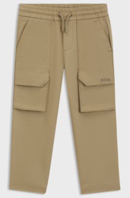 Kids' cargo trousers in stretch cotton, Brown