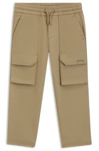 Kids' cargo trousers in stretch cotton, Brown